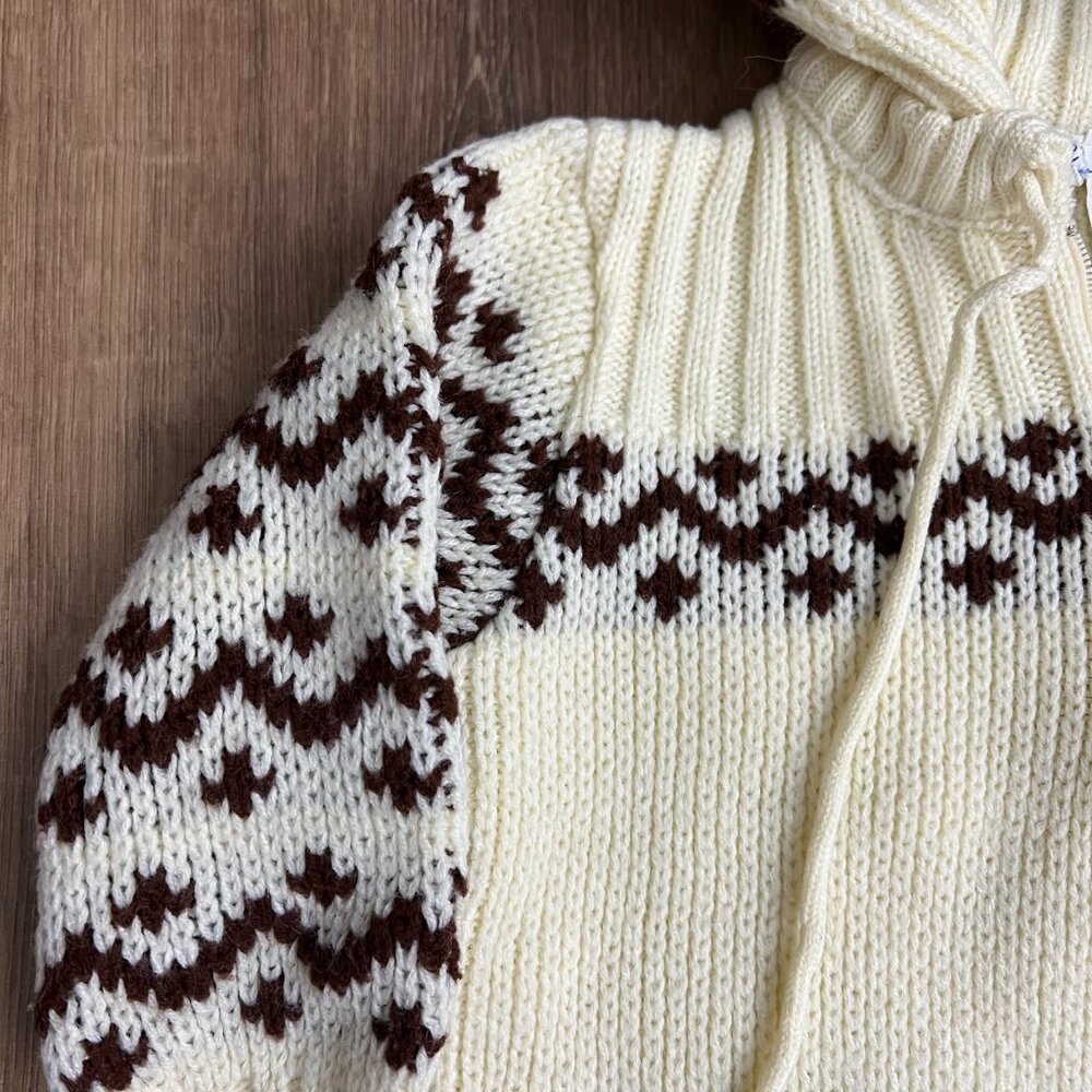 Vintage Cowichan Hooded Sweater Sz 2 - Picture 7 of 10